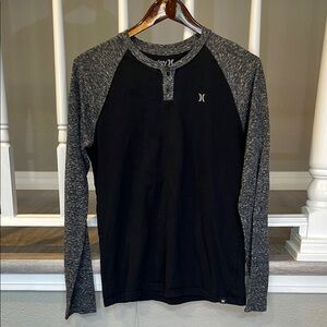 Hurley Black and Gray Long Sleeve Tee